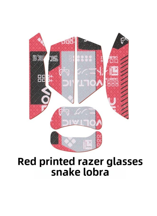 For Razer Razer Cobra Sticker Film Pro Pro Full-covered Mouse Anti-slip Sticker Wired Foot Sticker Foot Mat-Color:Cobra Pro  Red Printed Mouse Sticker  - Image 1