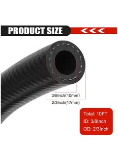 KASTWAVE 3/8 Inch ID Fuel Line Hose 10FT NBR Neoprene Rubber Push Lock Hose High Pressure 300PSI for Automotive Fuel Systems Engines  - Image 2