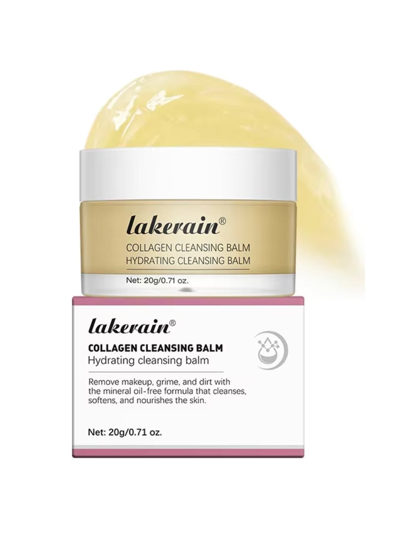 lakerain Collagen Cleansing Balm Remove Makeup Grime and Dirt Cleansing Balm that Cleanses Softens and Nourishes Skin Face Cleanser and Makeup Remover Hydrating Cleansing Balm Face Cream 20g Rose 02  - Image 1