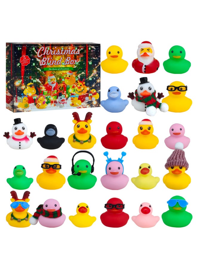 null - Vinyl Duck Blind Box Small Yellow Duck Advent Calendar Box Countdown Blind Box Toy Suit-Color:Carnival Blind Box-high-end 24 Ducks Color Box Packaging 616 - Image 1