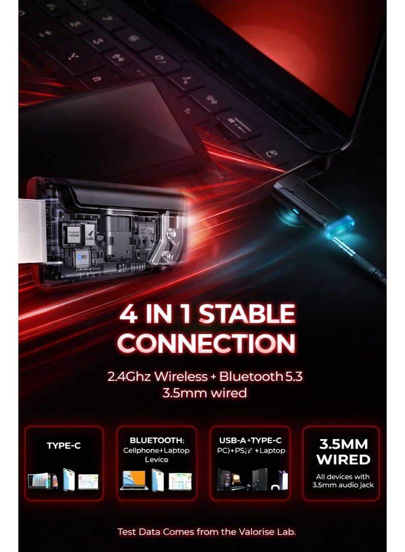 ASA A90 RGB Wireless & Wired Gaming Headset with Noise-Canceling Microphone – Bluetooth, USB & 3.5mm, Multi-Platform Compatibility - Image 3