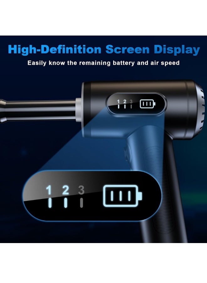 Compressed Air Duster-3 Gear Adjustable 100000RPM Electric Air Duster with LED Light, Rechargeable Cordless Air Blower for Keyboard Electric Devices Cleaning. Replaces Compressed Air Cans (Black) - Image 2