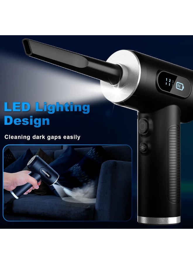 Compressed Air Duster-3 Gear Adjustable 100000RPM Electric Air Duster with LED Light, Rechargeable Cordless Air Blower for Keyboard Electric Devices Cleaning. Replaces Compressed Air Cans (Black) - Image 5