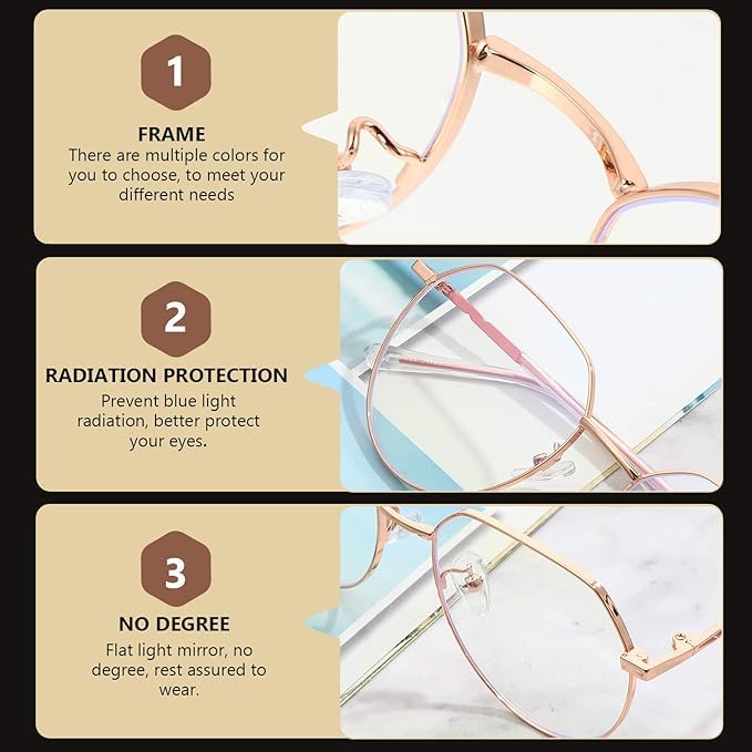 mashamart® Hexagon Shape Blue Cut Antiglare Computer Eyeglasses For Men And Women |Blue Light Filtering Glasses For Computer And Mobile Use | 100% UV Protection | Gold Silver Rose-Gold (Gold Black) - Image 5