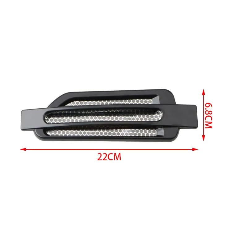 YOURKARTS.COM Car Side SCOOP Vent Decorative Sticker Black with Silver Grill | Duct Air Flow Fender Vent Decal | Universal Car Styling Accessory | Set of 2 (double line) - Image 2