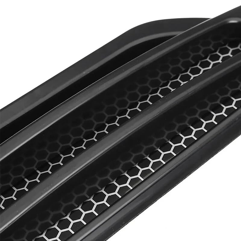 YOURKARTS.COM Car Side SCOOP Vent Decorative Sticker Black with Silver Grill | Duct Air Flow Fender Vent Decal | Universal Car Styling Accessory | Set of 2 (double line) - Image 4