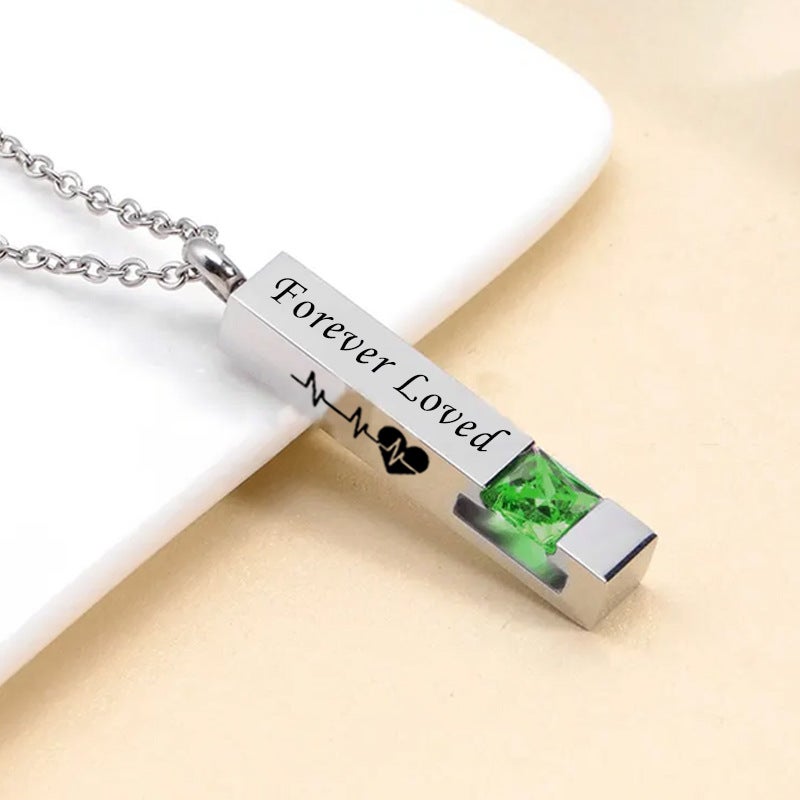 Fashion Stainless Steel Ashes Necklace Square Column Birthday Stone Pendant Open Perfume Bottle Ashes Jar - Image 3