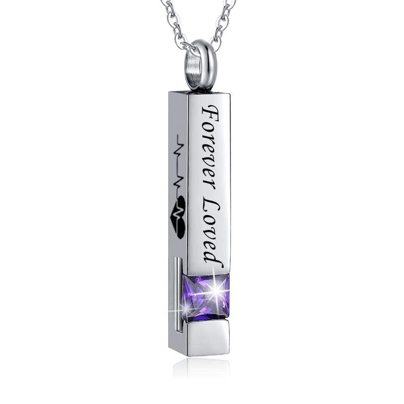 Fashion Stainless Steel Ashes Necklace Square Column Birthday Stone Pendant Open Perfume Bottle Ashes Jar - Image 1