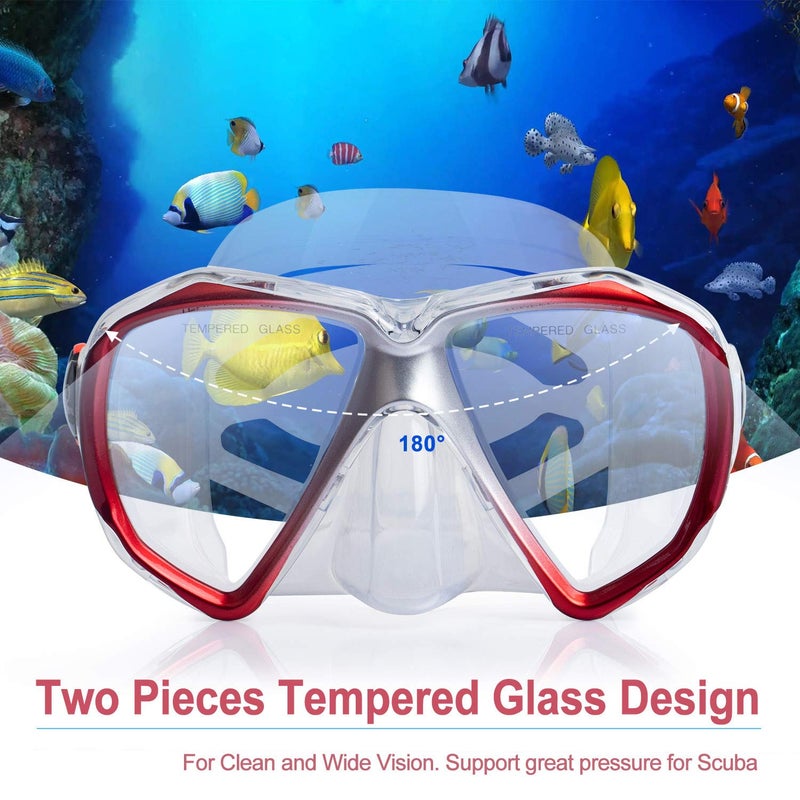 EXP VISION Snorkel Diving Mask, Panoramic HD Swim Mask, Anti-Fog Scuba Diving Goggles, Tempered Glass Dive Mask Adult Youth Silicone Skirt Swim Goggles with Nose Cover - Image 2