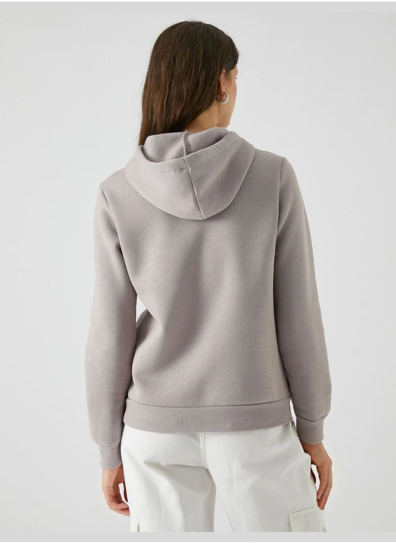 KOTON Kangaroo Pocket Detail Dog Printed Hoodie