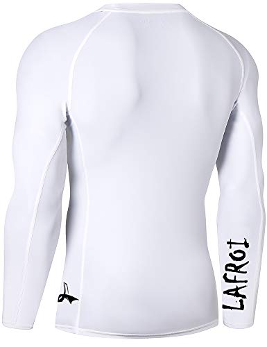 LAFROI Men's Long Sleeve UPF 50+ Baselayer Skins Performance Fit Compression Rash Guard-CLYYB Asym White Size XL - Image 4