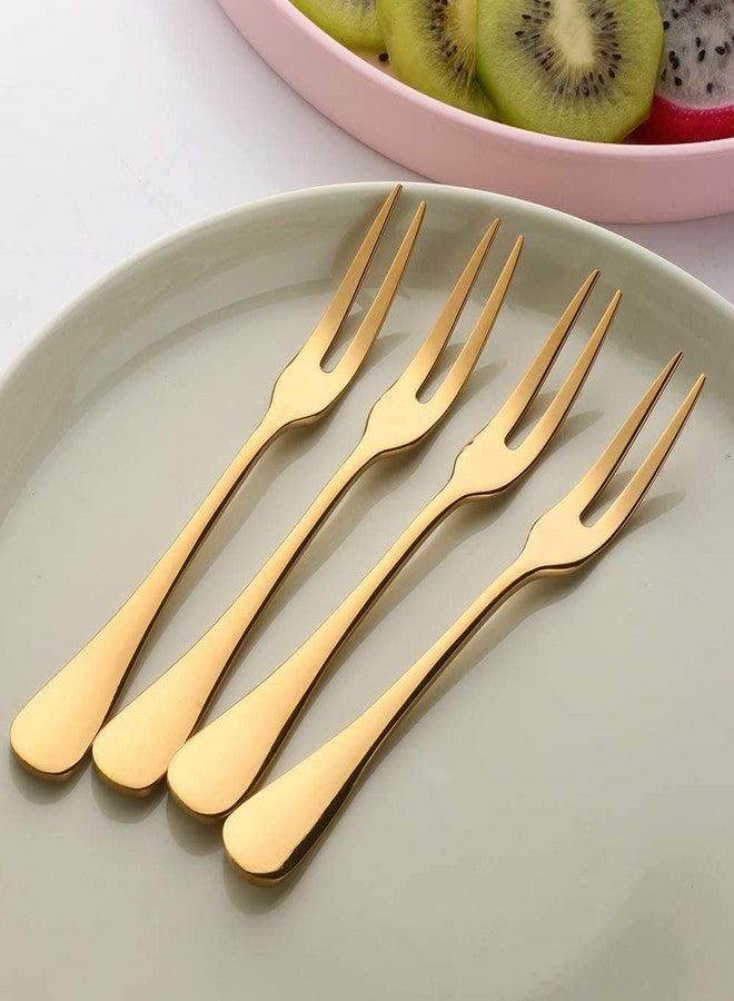 Comicfs 20-Piece Stainless Steel Forks, 5.3 Inches, Seafood Crab Forks Escargot Fork 2 Prong Tasting Appetizer Forks Dessert Cocktail Salad Fruit Fork for Party Travel (Gold) - Image 4