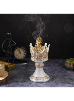 Y&D Retro Style Aromatherapy Tower Incense Burner Golden Resin Incense Burner-White.  - Image 2