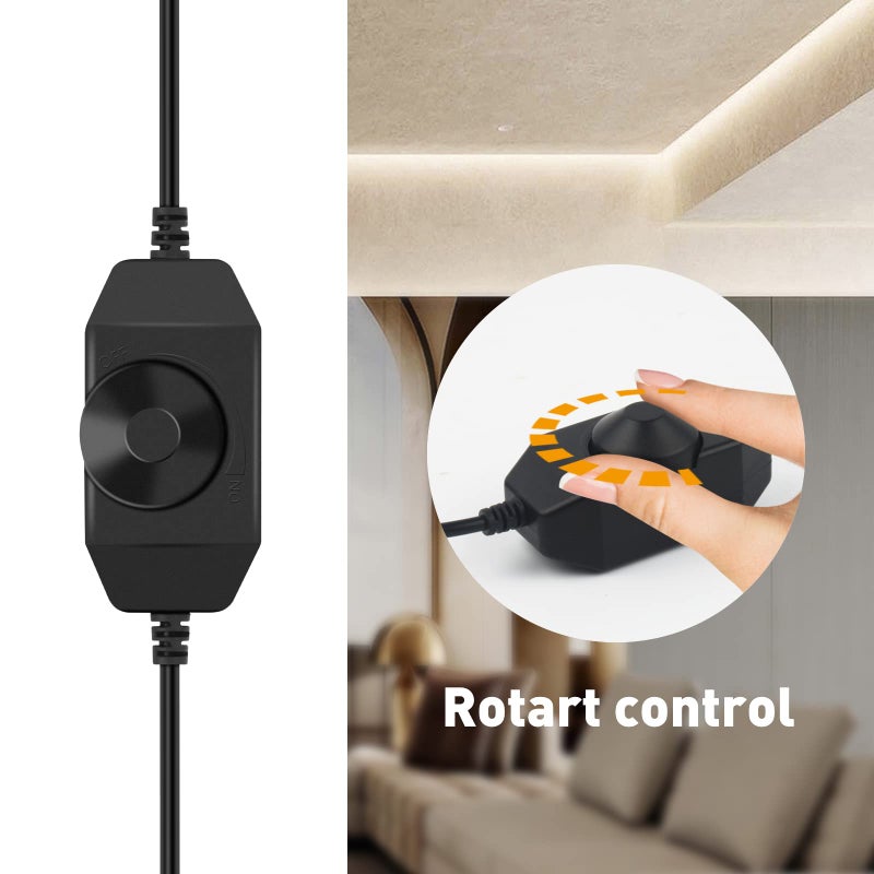 VIPMOON 3pcs LED Strip Lights Dimmer, DC 12V-24V 6A Rotary Dimmer Switch Controller for 5630 3528 5050 LED Strip Light Single Color - Image 2