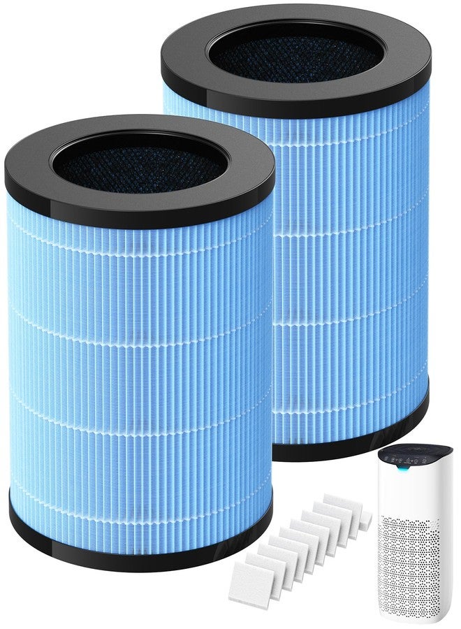 إيزينجو عبوتان من فلاتر بديلة MJ003HD، متوافقة مع أجهزة تنقية الهواء POMORON MJ003HD، نظام ترشيح رباعي المراحل مع فلاتر HEPA وفلاتر الكربون النشط، MJ003HD-RF، تتضمن فلترين و10 وسادات عطرية. - Image 1