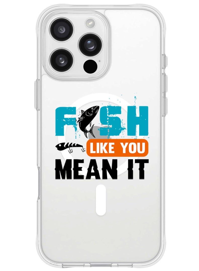 Theodor iPhone 16 Pro Max Magsafe Magnetic Case for iPhone Compatible with Wireless Charging, Shockproof Phone Bumper Cover - Fish like u mean it Black - Image 1