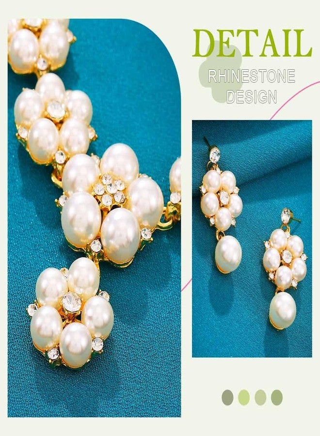 EVILD Pearl Jewelry Sets Gold Flower Necklace and Earring Set for Women - Image 4