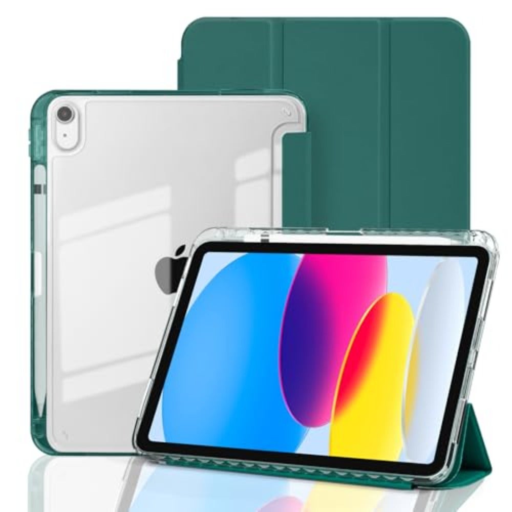 Case for iPad 10th Generation 2022 10.9 Inch with Pencil Holder, Slim Stand Protective Cover with Crystal Clear Back Shell Anti-ing Case for Apple iPad 10 Gen
