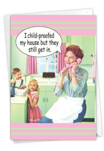NobleWorks Funny Mother's Day Greeting Card with 5 x 7 Inch Envelope (1 Card) Mom Child Proof 0102 - Image 1