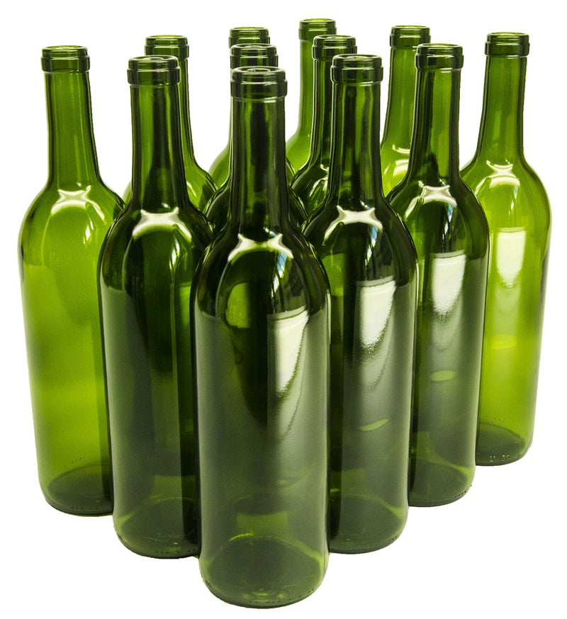 North Mountain Supply - W5CG 750ml Glass Bordeaux Wine Bottle Flat-Bottomed Cork Finish - Case of 12 - Champagne Green - Image 5