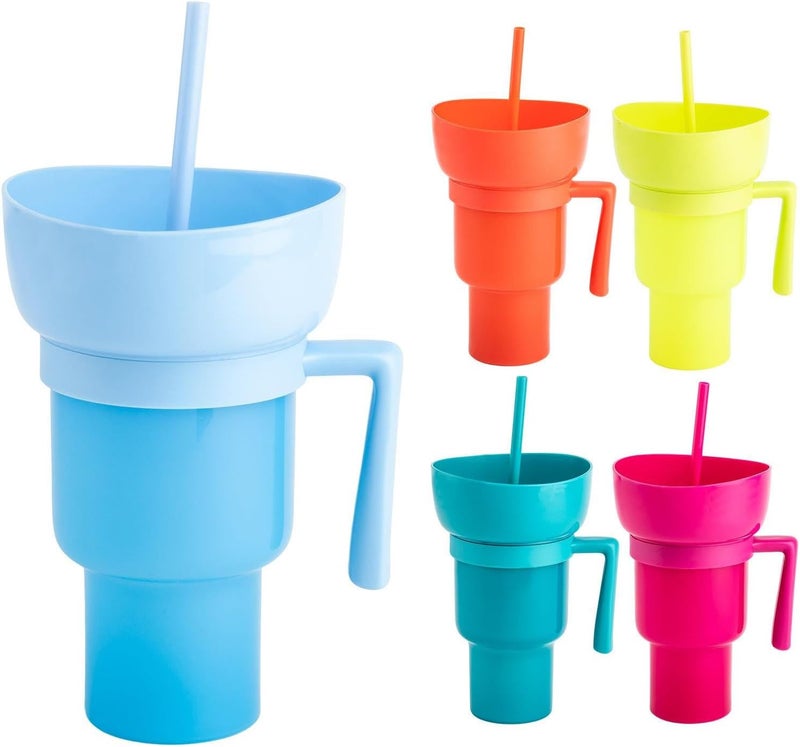 windforgecraft Stadium Tumbler with Snack Bowl | 2 in 1 Snack and Drink Cup,Without Handle Popcorn Cup Snack Cup Multifunctional Cup,Leakproof Snack Cup,Reusable Snack and Drink Cup for Adults,Kids - Image 1