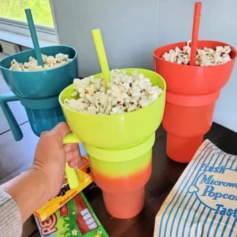 windforgecraft Stadium Tumbler with Snack Bowl | 2 in 1 Snack and Drink Cup,Without Handle Popcorn Cup Snack Cup Multifunctional Cup,Leakproof Snack Cup,Reusable Snack and Drink Cup for Adults,Kids - Image 5