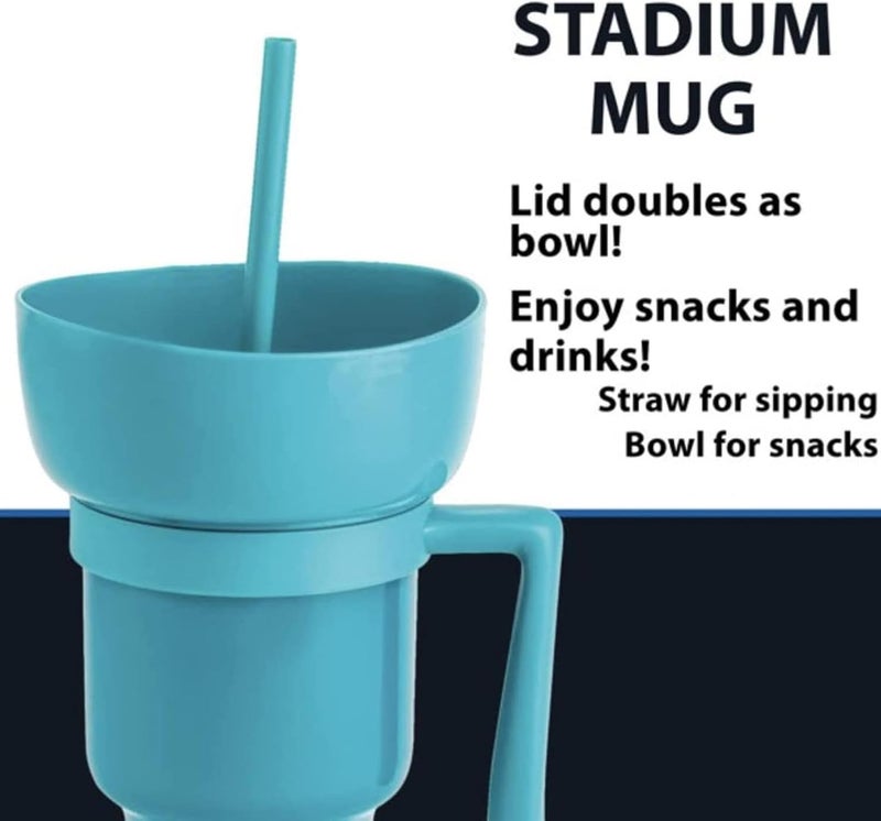 windforgecraft Stadium Tumbler with Snack Bowl | 2 in 1 Snack and Drink Cup,Without Handle Popcorn Cup Snack Cup Multifunctional Cup,Leakproof Snack Cup,Reusable Snack and Drink Cup for Adults,Kids - Image 3
