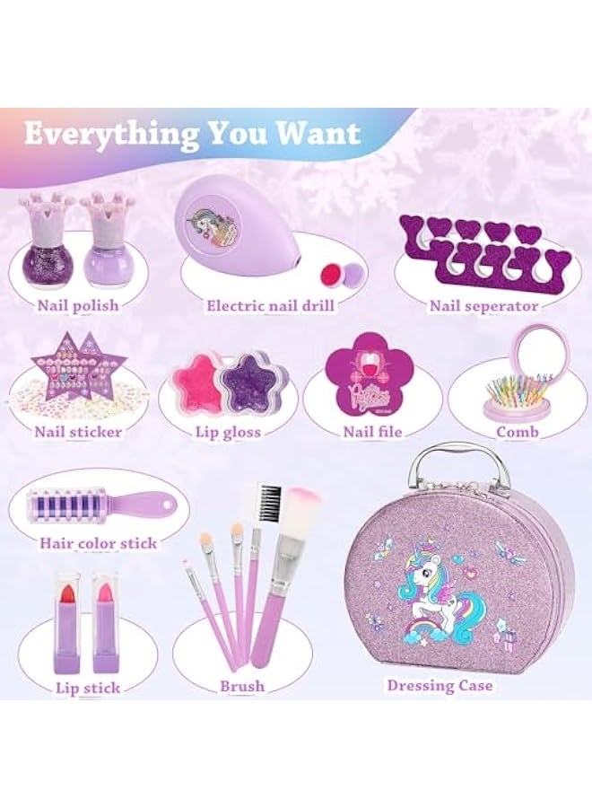 NIBEMINENT Kids Nail Polish Set for Girls,Nail Art Salon Kit with Non-Toxic Quick Dry Nail Polish,DIY Nail Art for Grils Gifts Toys for 3 4 5 6 7 8 9 10 Year Old Girls - Image 2