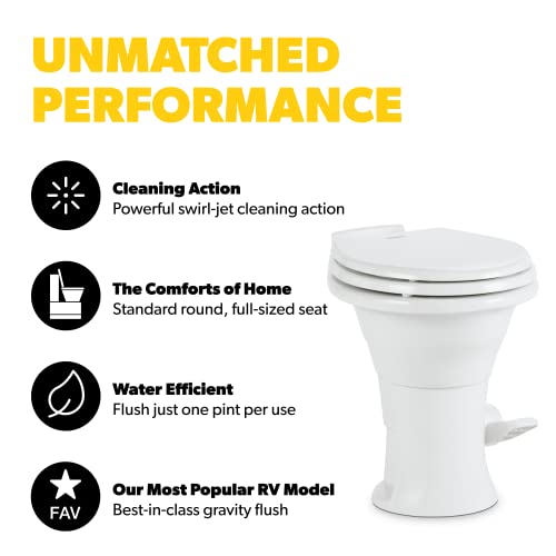 Dometic 310 Standard Toilet - Oblong Shape, Lightweight and Efficient Flush with Pressure-Enhanced PowerFlush and Slow Close Seat Cover - Perfect for Modern RVs - Image 2