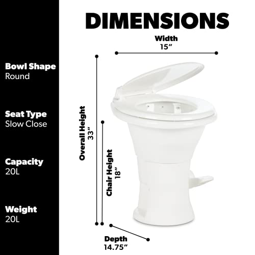 Dometic 310 Standard Toilet - Oblong Shape, Lightweight and Efficient Flush with Pressure-Enhanced PowerFlush and Slow Close Seat Cover - Perfect for Modern RVs - Image 3