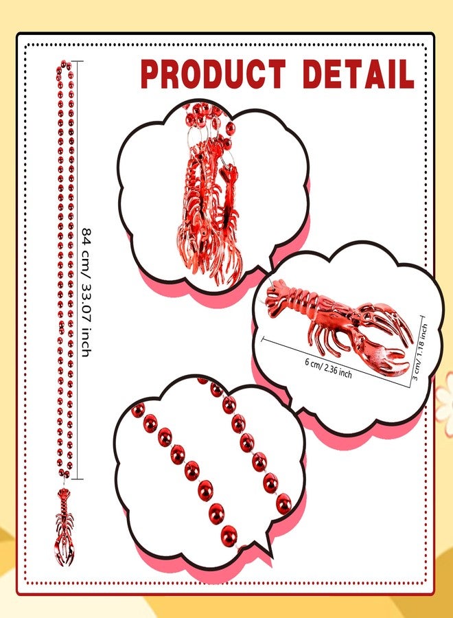 Hoarost 36 Pcs Crawfish Bead Necklaces Funny Lobster Pendant Necklace for Carnivals Celebration Mardi Gras Accessories Holiday Party Supplies - Image 2