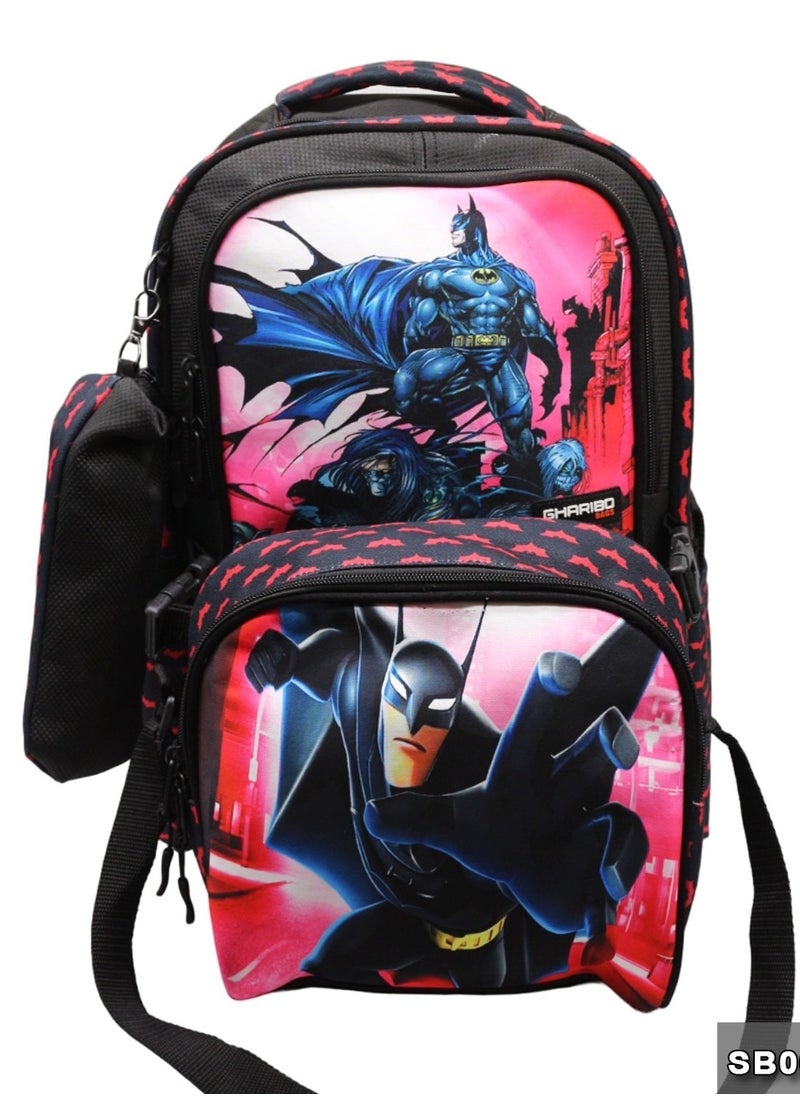 Gharibo Bags School backpack with lunch bag Size 17 model 26 BatMan  - Image 1