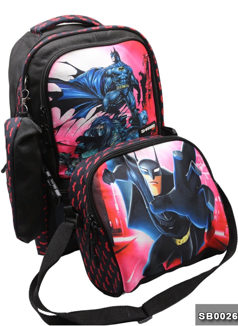 Gharibo Bags School backpack with lunch bag Size 17 model 26 BatMan  - Image 3