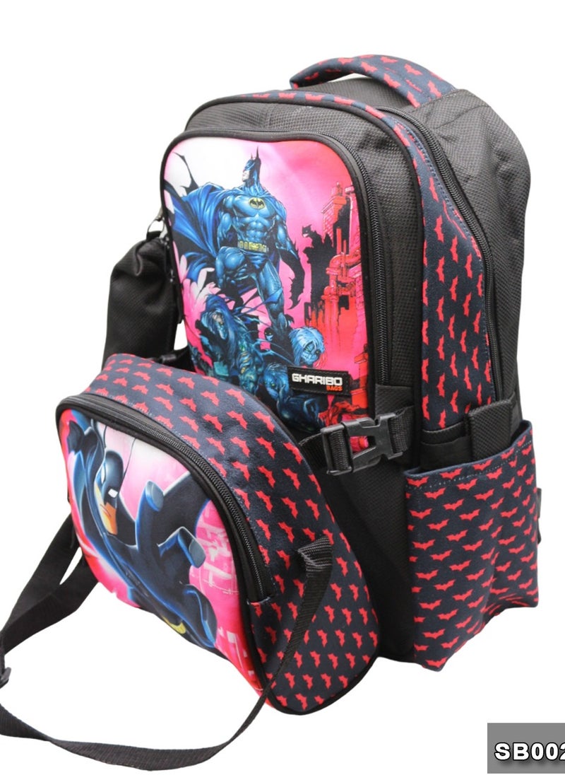 Gharibo Bags School backpack with lunch bag Size 17 model 26 BatMan  - Image 4