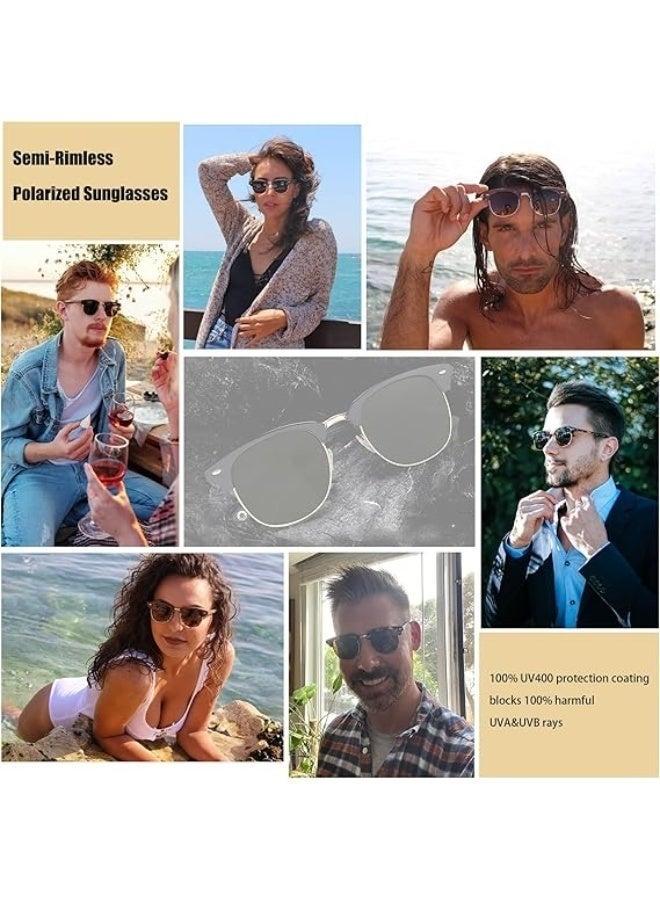 Semi-Rimless Polarized Sunglasses UV 400 Protection for Women Men - Image 3