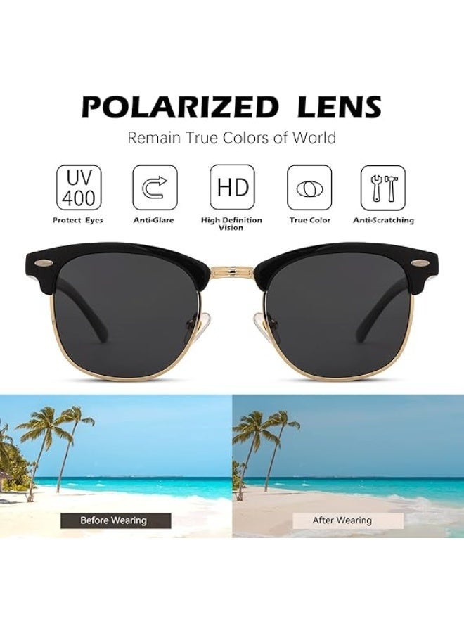 Semi-Rimless Polarized Sunglasses UV 400 Protection for Women Men - Image 5