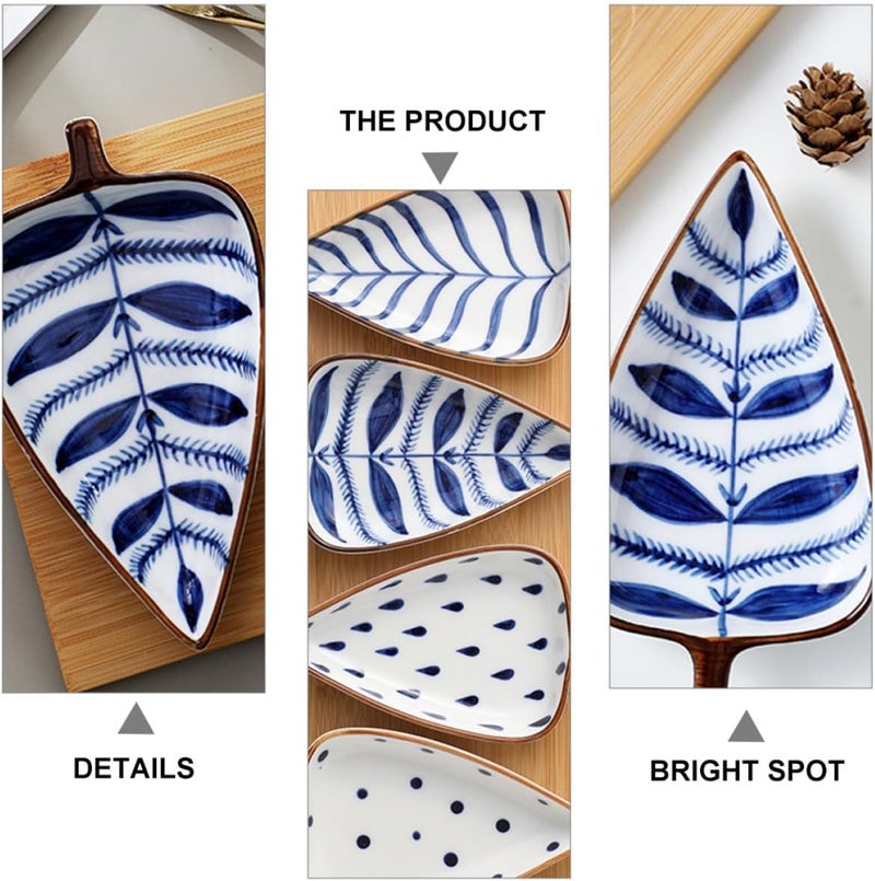 Creative Japanese Leaf-shaped Snack Dish Food Serving Plate Ceramic Hand-painted Colored Mini Seasoning Dish for Kitchen and Tableware Use - Image 3