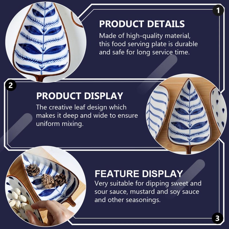 Creative Japanese Leaf-shaped Snack Dish Food Serving Plate Ceramic Hand-painted Colored Mini Seasoning Dish for Kitchen and Tableware Use - Image 5