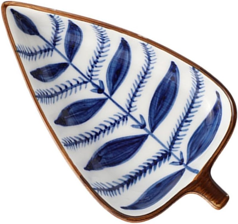 Creative Japanese Leaf-shaped Snack Dish Food Serving Plate Ceramic Hand-painted Colored Mini Seasoning Dish for Kitchen and Tableware Use - Image 1