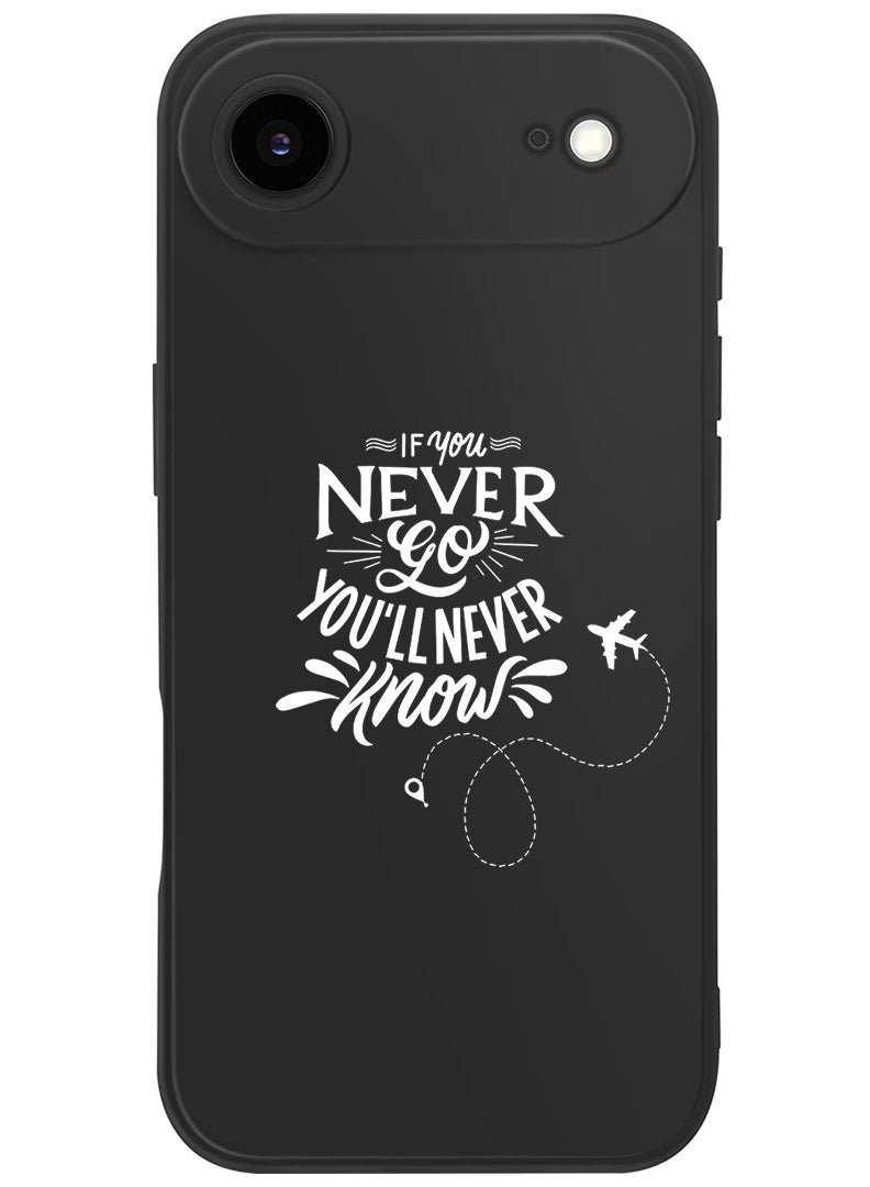 Theodor Protective Slim Fit Case Liquid Silicone Cover with Full Body Protection Anti-Scratch Shockproof Case For Apple iPhone 17 Air (Black) If you never go you will never Know - White - Image 1