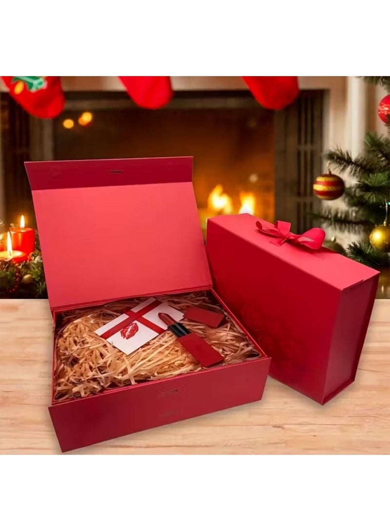 KRONFOL 1 pcs Elegant Magnetic Gift Box, read with Lid and Ribbon, for Wedding, Christmas, Valentine's Day, Mother's Day, New Year, Bridesmaid Gifts, Party Supplies, Paper Material - Image 2