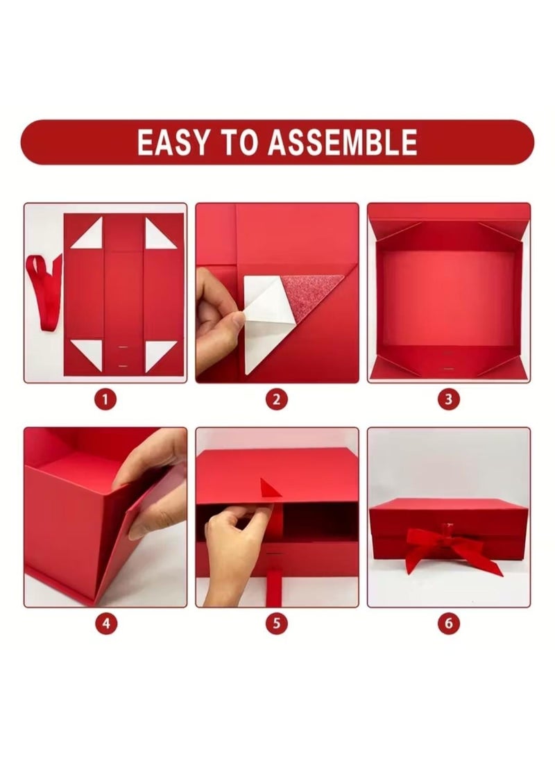 KRONFOL 1 pcs Elegant Magnetic Gift Box, read with Lid and Ribbon, for Wedding, Christmas, Valentine's Day, Mother's Day, New Year, Bridesmaid Gifts, Party Supplies, Paper Material - Image 4