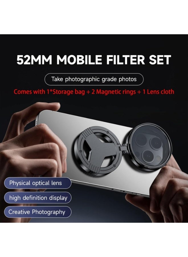 فلتر عدسة CPL مستقطب لكاميرا الجوال، زجاج بصري 52 ملم عالي الدقة ومتعدد الطبقات مع حامل مغناطيسي قابل للسحب، متوافق مع ايفون وسامسونج ومعظم الجوالات الذكية، جودة عدسات SLR للتصوير الفوتوغرافي الخارجي - Image 2