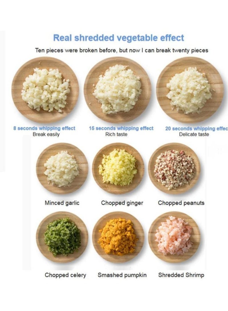 ELTRAZONE مجموعة قواطع الخضروات الكهربائية المحمولة 4 في 1، معالج طعام لاسلكي للثوم والفلفل الحار والبصل والكرفس والزنجبيل واللحوم، مع فرشاة، مفرمة خضروات كهربائية - Image 3