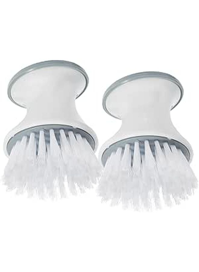 2 Pack Kitchen Scrub Brushes with Handle Round Head Oil Resistant Plastic Bristles - Image 1