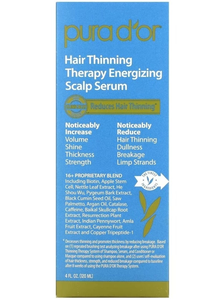 Pura d'or Hair Thinning Therapy Energizing Scalp Serum 4 fl oz (120 ml) - Image 1