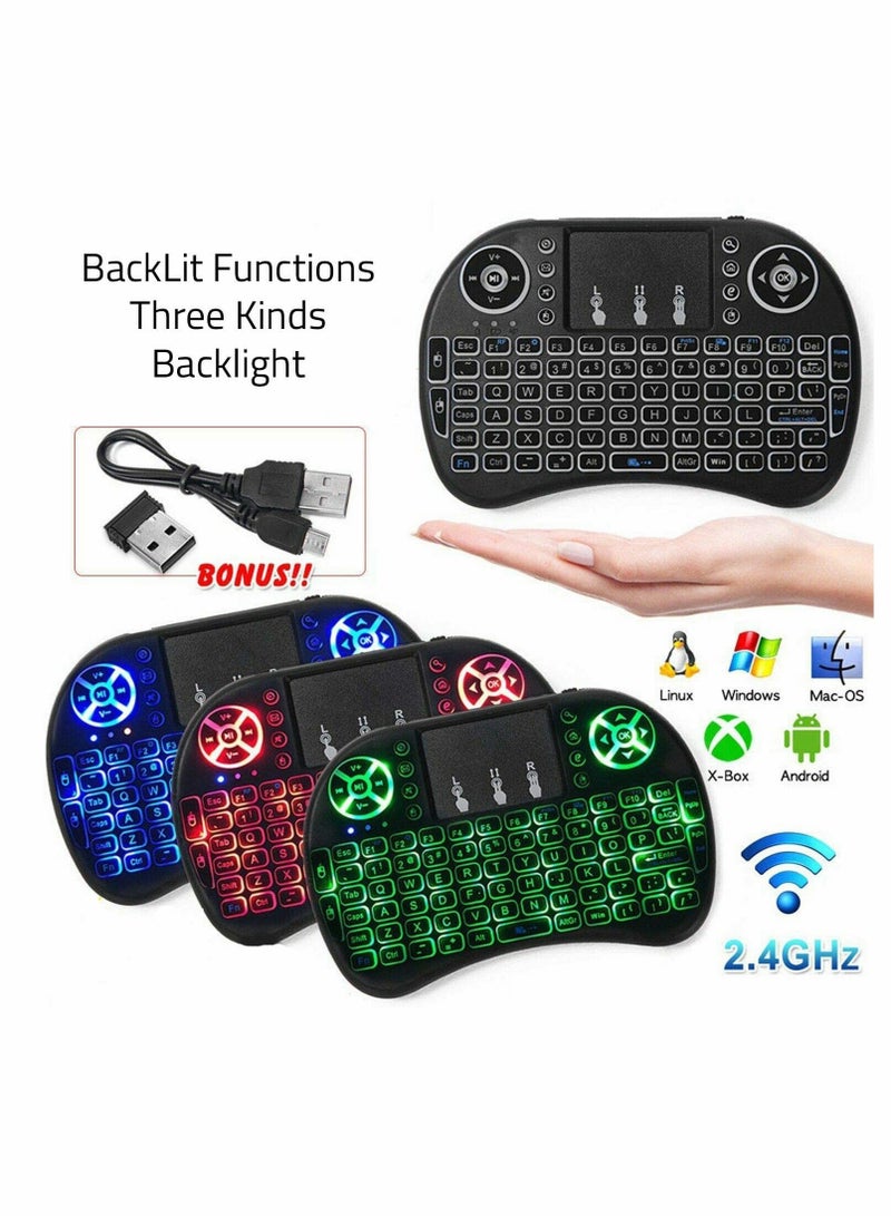 Excefore Wireless Mini Keyboard Remote Control Touchpad Mouse Combo Controller with RGB Backlit for Smart TV Android TV Box PC IPTTV 2.4GHz - Image 3