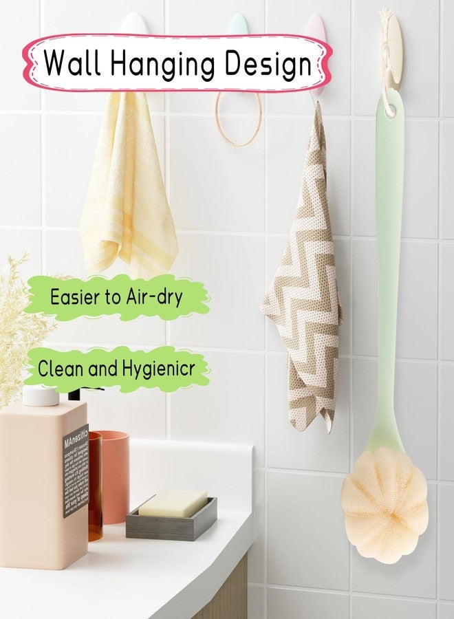 BOSMIOW 2-Pack Green Double Sided Bath Brush with Soft Bristles and Loofah,Long Handle Back Scrubber,Exfoliating Back Shower Brush for Women and Men - Image 4