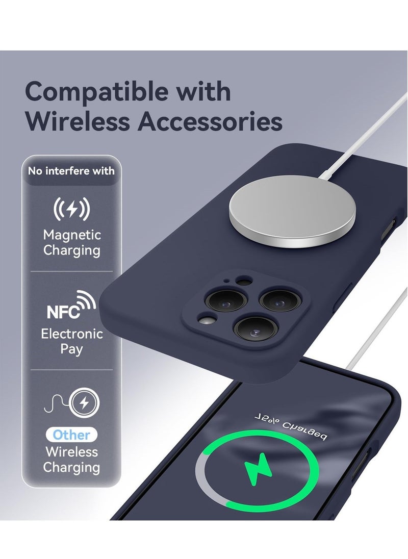 Raxoom 16 Pro Max Phone Case, Silicone Upgraded [Camera Protection], [Compatible with MagSafe], Anti-Scratch Microfiber Lining Inside with 2 Screen Protectors – Midnight Blue - Image 5