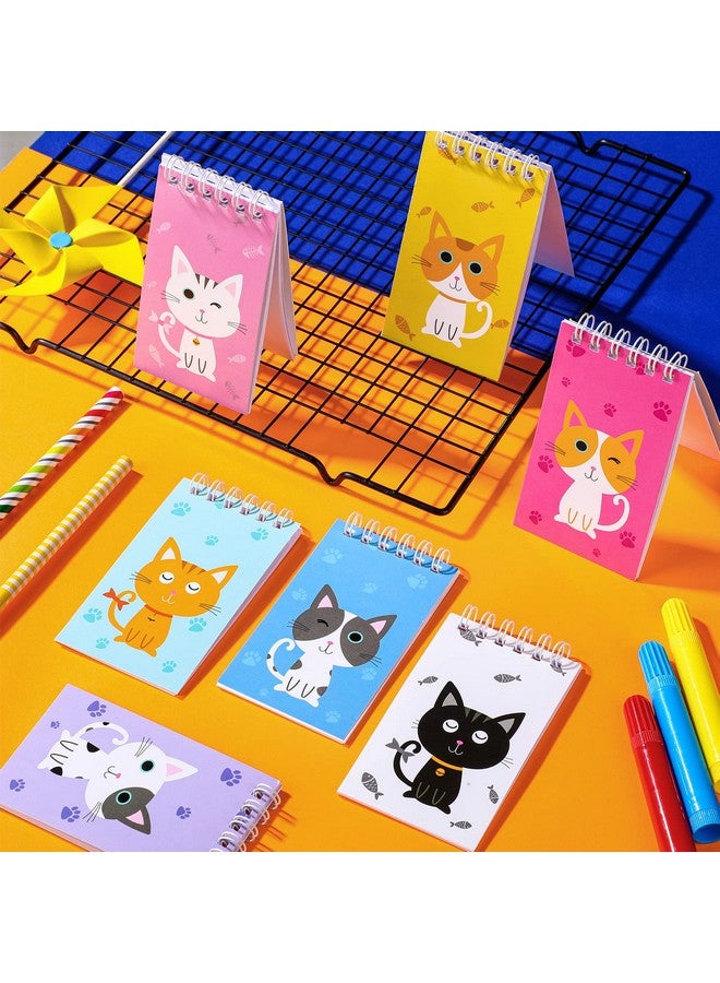 Nezyo 24 Pcs Cat Animal Mini Notepad Cute Cat Small Spiral Pocket Notebook Pet Cat Memo Spiral Tiny Notebooks For Cat Party Favors Kids Birthday Party Classroom School Goodie Bags Stuffers(Cartoon Style) - Image 5
